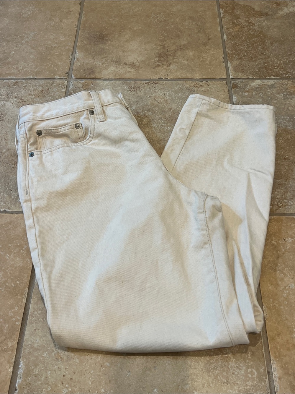 J. Crew Women's Cream Slouchy Boyfriend Jeans